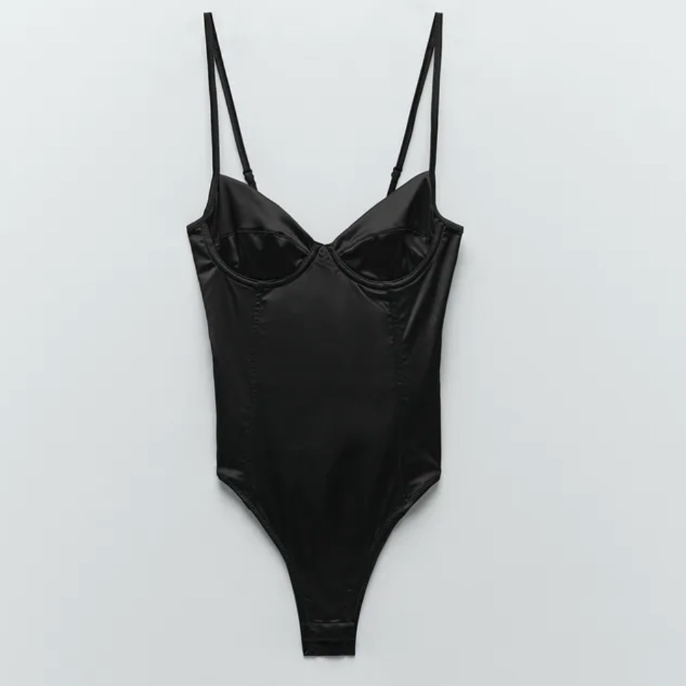 NWT Zara Black Corset Bodysuit Medium